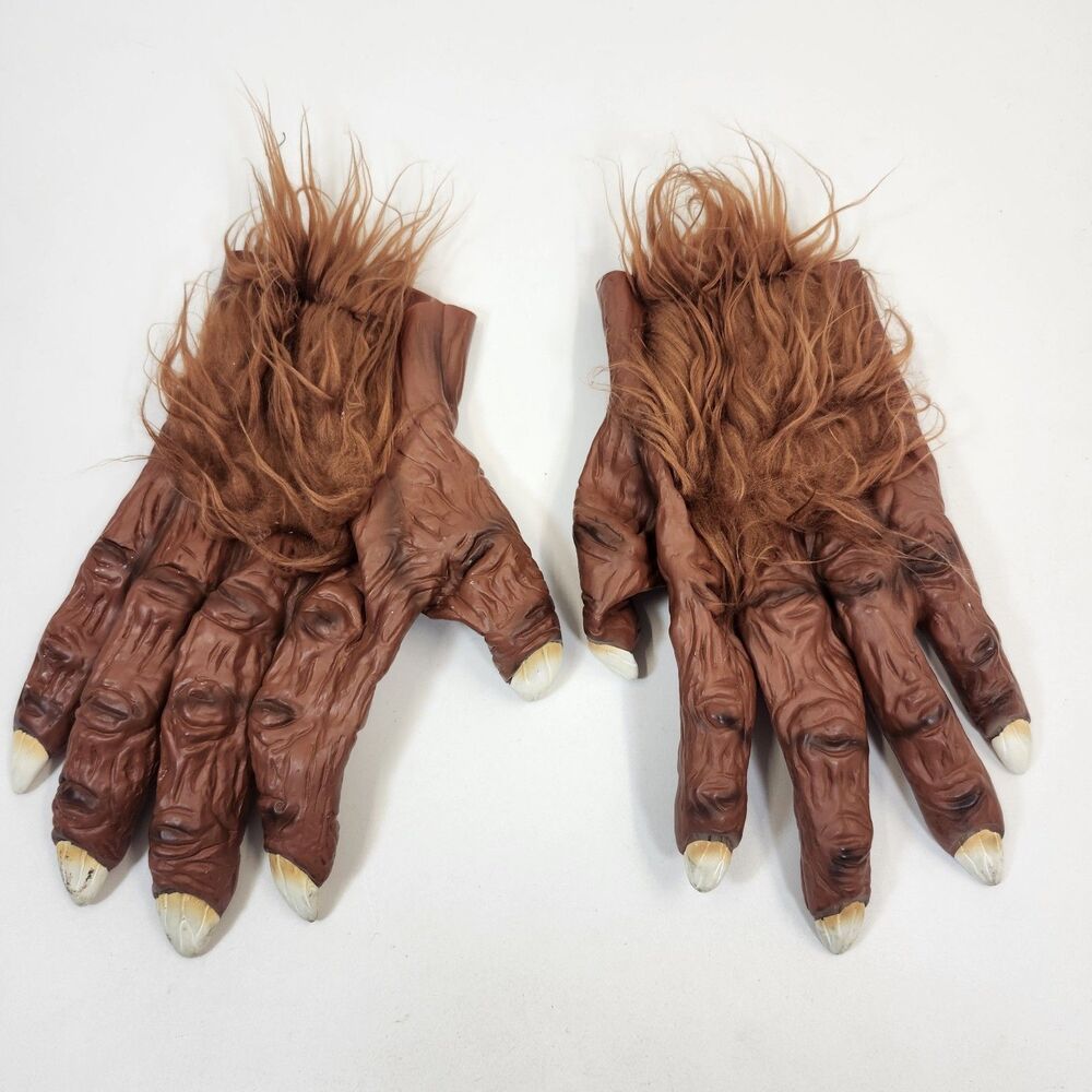 Seasons Werewolf Hands Costume Gloves Brown Hairy Monster Claws Halloween